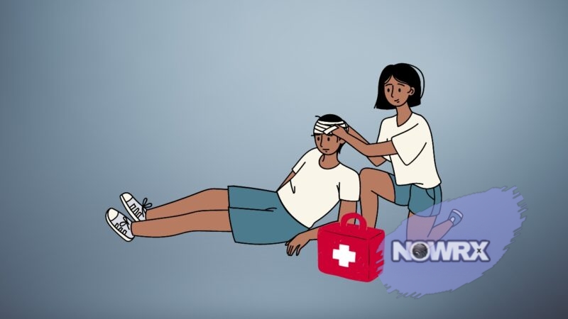The Woman Provides First Aid to The Wounded Man